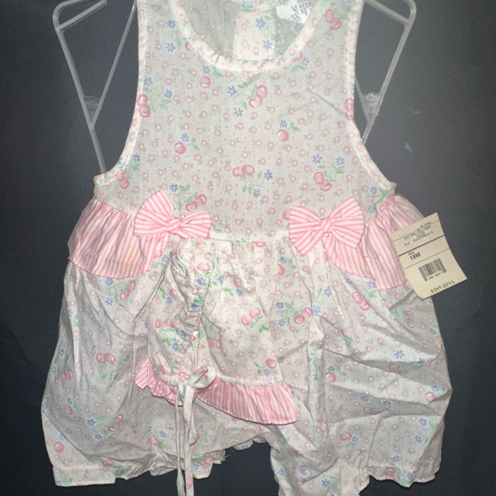 Floral Baby Romper with Pink Bows